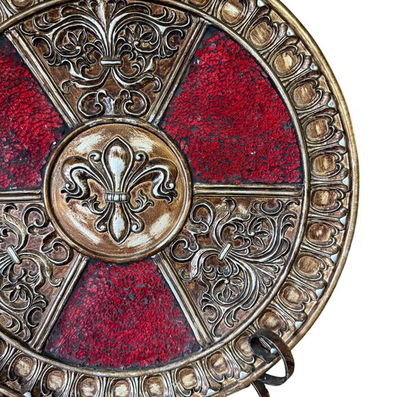Decorative Fleur-De-Lis Plate Charger Mosaic VTG Home Decor Regency Display - Picture 10 of 11